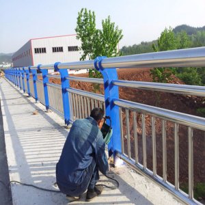 橋梁亞光不銹鋼復合管護欄 1.2m 藍色